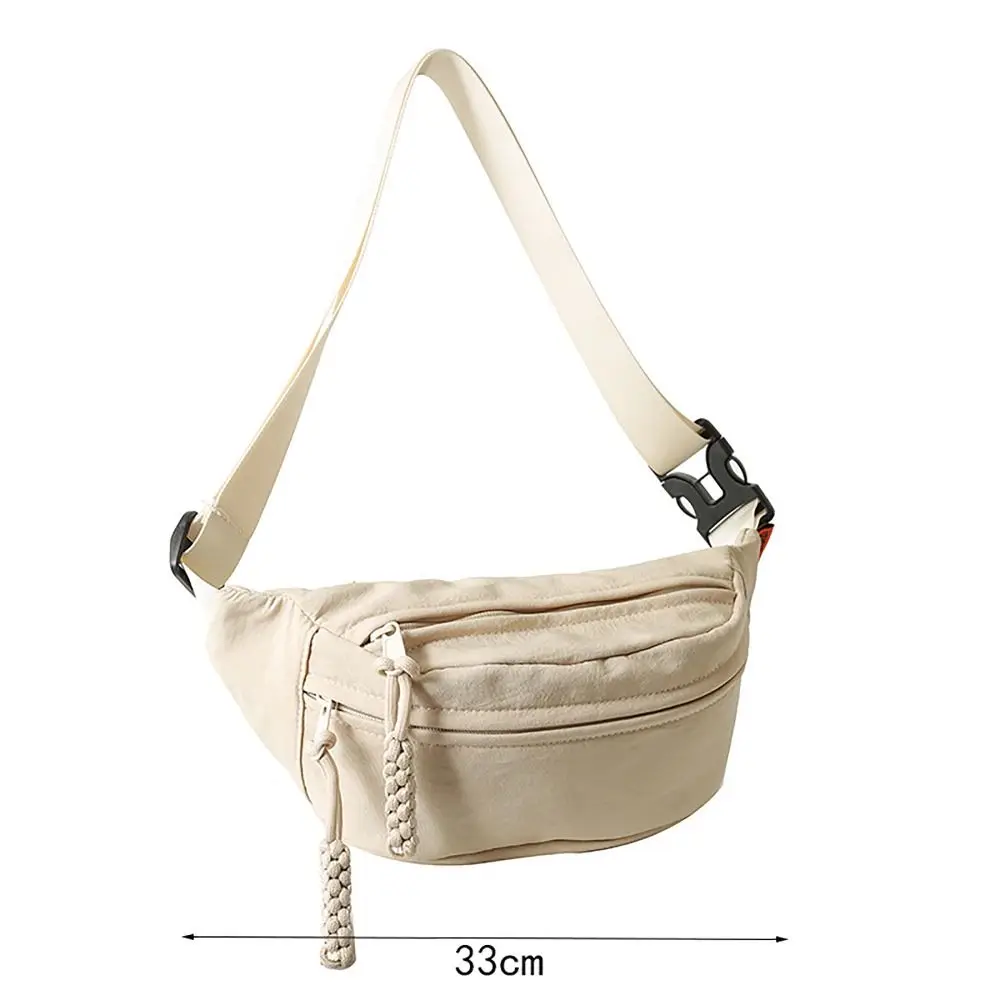 Japanese Style Couple Waistpack Wear-resistant Waterproof Solid Color Chest Bag Nylon Crossbody Bag Sports Outdoor