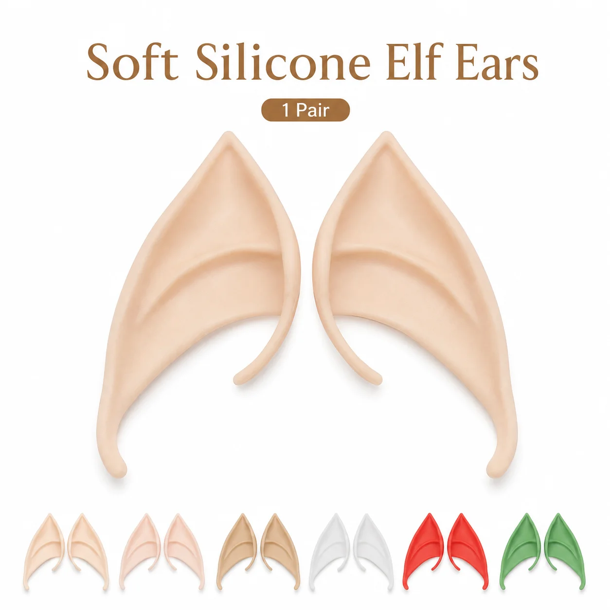 Holiday Cosplay Realistic Soft Latex Elf Ears Pointed Fairy Ear Cuffs Halloween Party Costume Masquerade Accessory