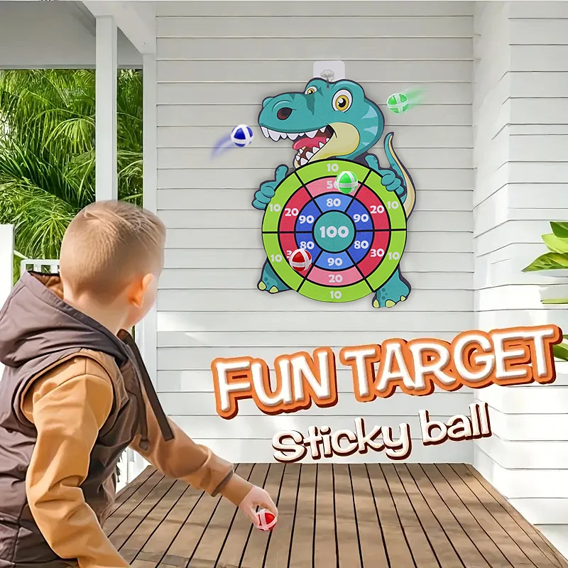 Conjunto de bola de alvo pegajosa infantil com tema de dinossauro, brinquedo de dardo interativo pai-filho, pode exercitar capacidade de coordenação olho-mão