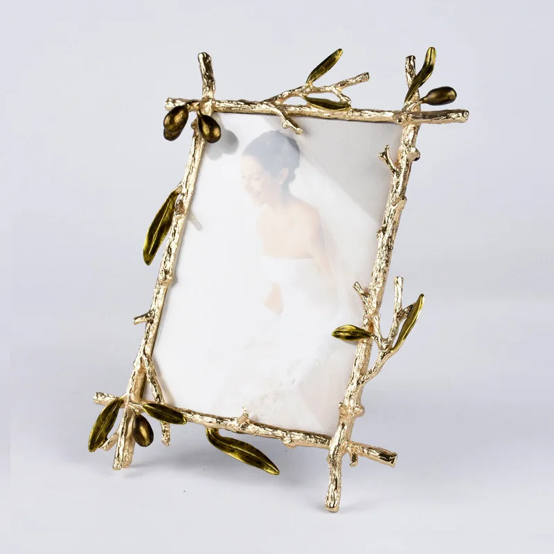 Metal Picture Frame Golden Olive Olive Branch Border Photo Frame Photo Display Background Wall Decoration Accessories