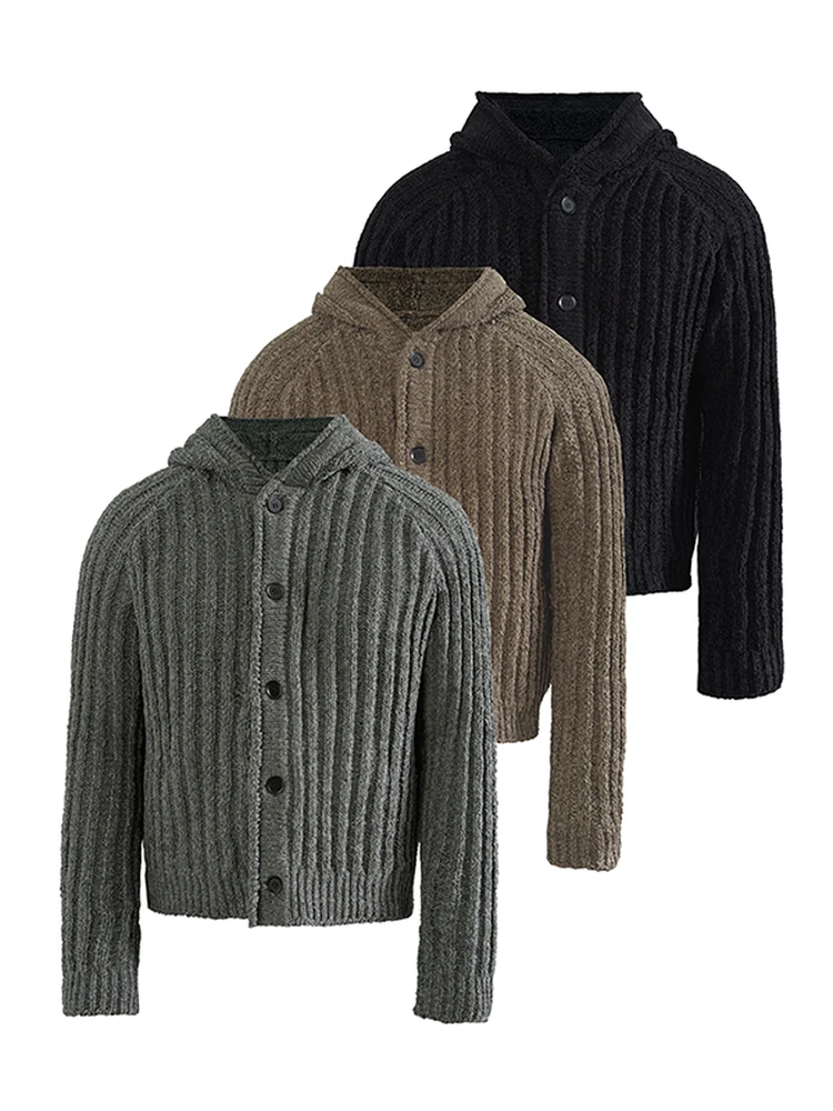 

Classic Color Hoodie Knitted Sweater Men Women Loose Fit Autumn Winter Faion Casual Button up Cardigan Warmth Sle