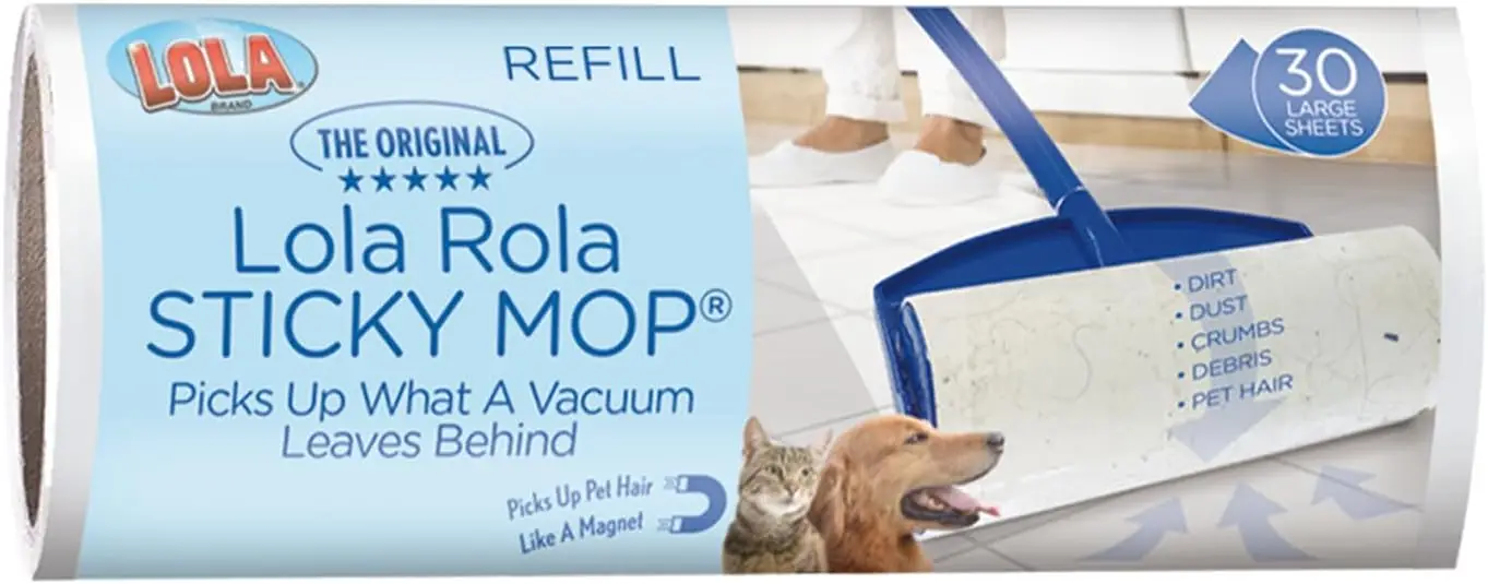 

Giant Adhesive Roller Refills, 30 Sheets, Traps Dirt, Dust & Hair, Pet Hair Remover for Floor & Carpet