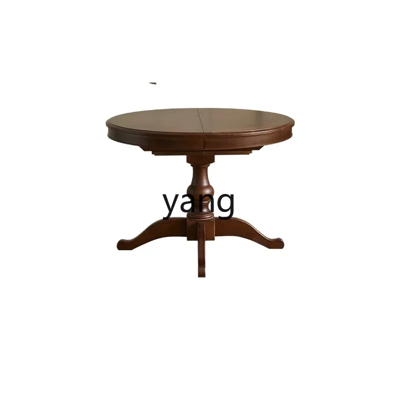 

LH premium telescopic folding solid wood dining table variable round table retro dining table