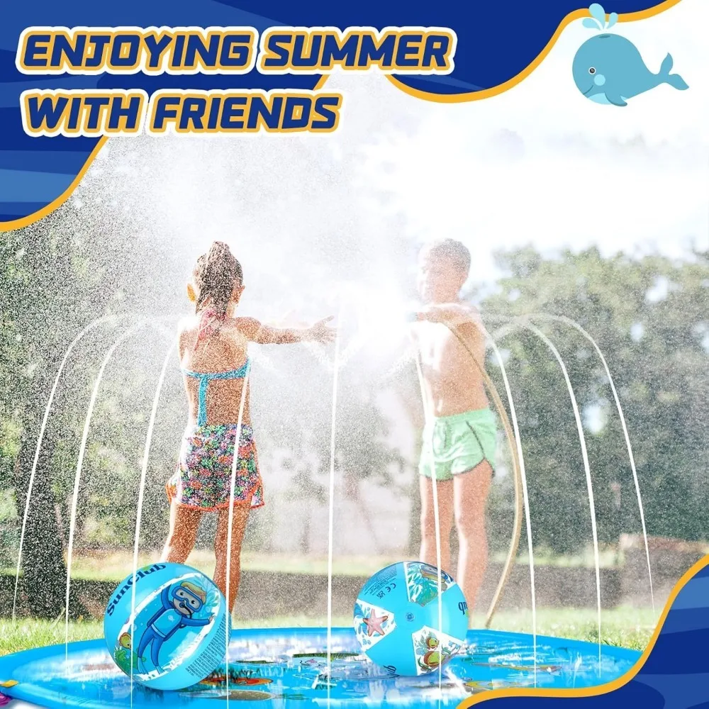 Children Play Splash Pad,Outdoor Water Toy,Summer Sprinkler Pool,Inflatable Splash Play Mat for Dog,Backyard Swimming Party Toy