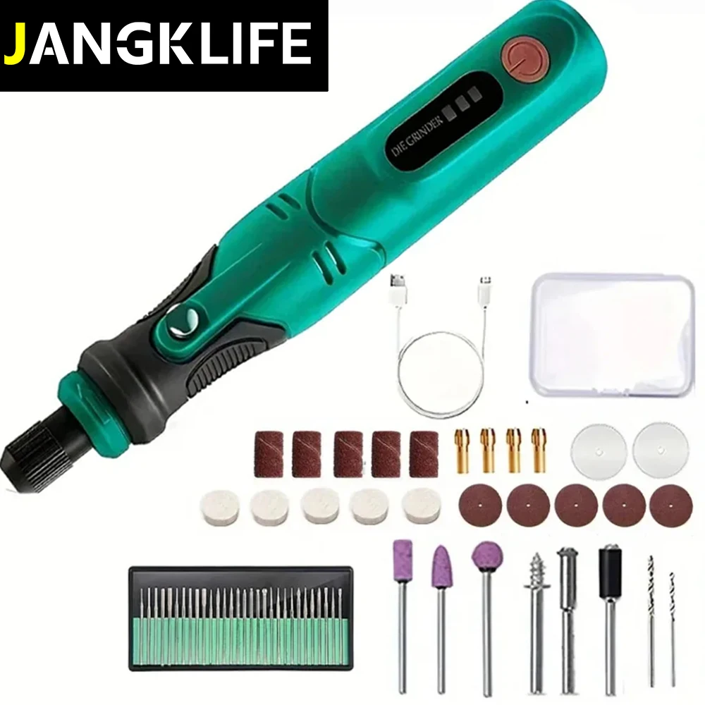 JANGKLIFE USB Cordless Rotary Tool Kit Woodworking Engraving Pen DIY For Jewelry Metal Glass Mini Wireless Drill