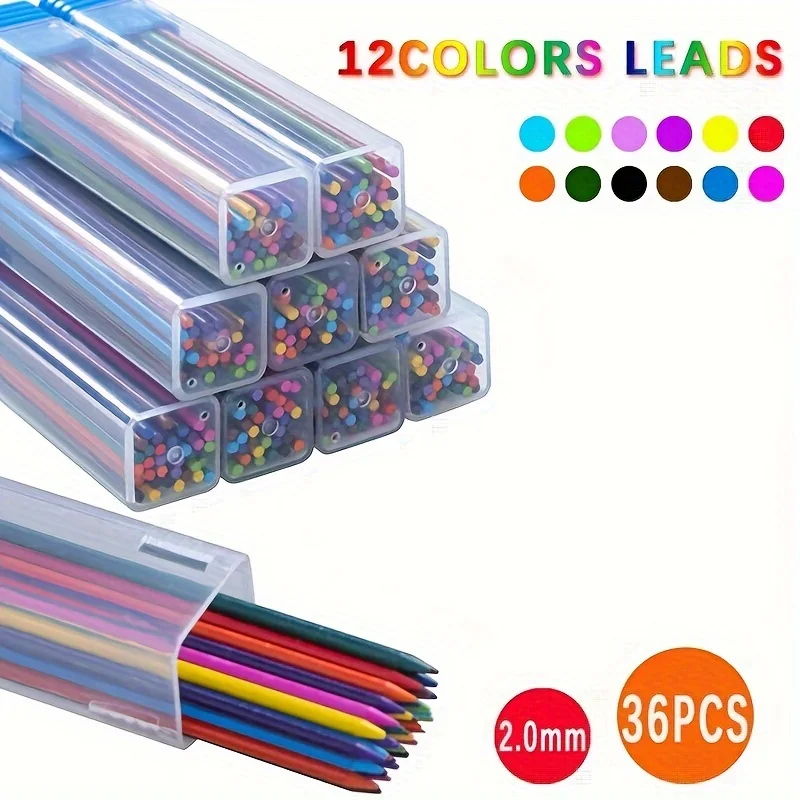 2 Boxes/72 Pieces of 2.0mm Pencil Lead Art and Painting Design Special High-Quality Office and Learning Supplies