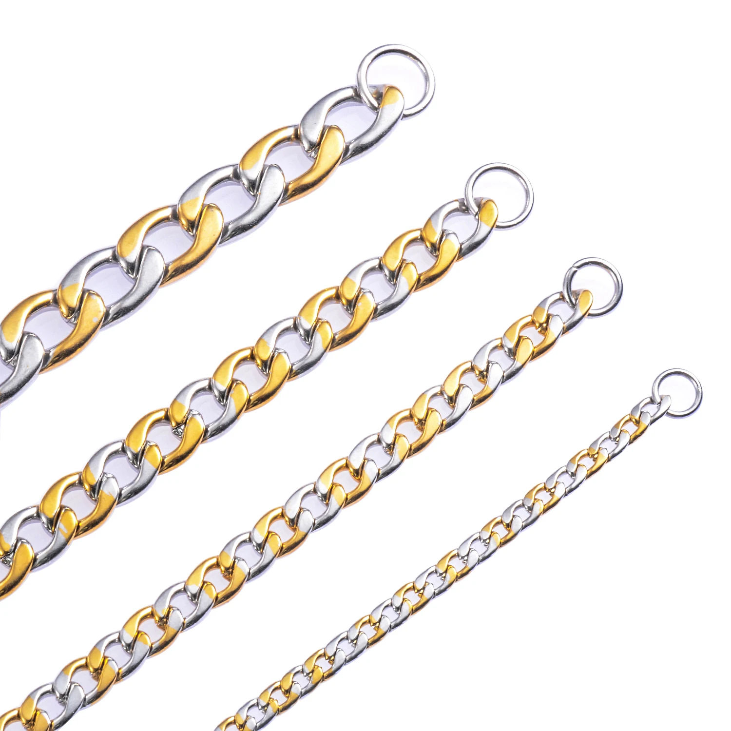 Stainless Steel Cuban Link Chain Men\'s Retro Long Pendant Necklace Silver and Gold Color For Punk Men Women Fashion Jewelry