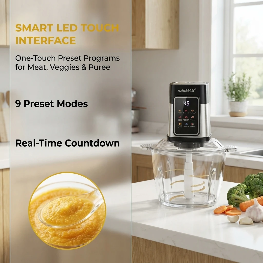 Cross-border 3.8L Electric Meat Grinder with 6-Blade Multi-Function for Whipping, Grinding, and Mixing, Glass Container