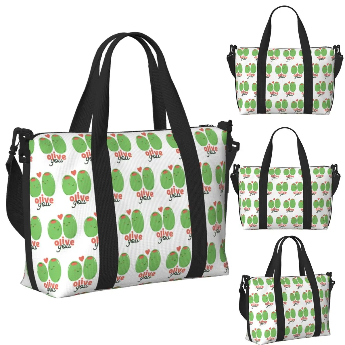 

Custom Olive You - I Love You Пляжная дорожная сумка Большая вместительная сумка для спортзала Йога Женская дорожная сумка для покупок