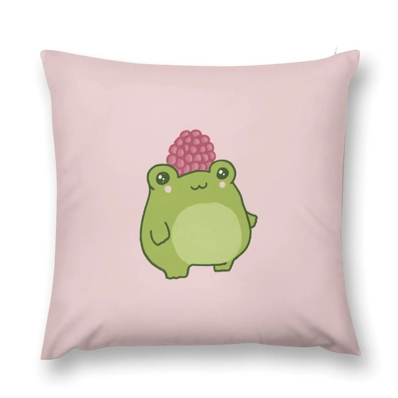 

Pastel Raspberry Frog: Cute and Chubby Kawaii Cottagecore Aesthetic for Hipster Kidcore Fans Throw Pillow Cushions pillow