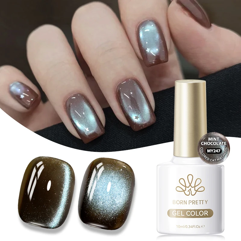 BORN PRETTY 10 ml Braun Lila Schwarz Rot Katze Magnetischer Gelpoliermittel Maniküre Soak Off UV Gel Nail Art Lack Autunm Winternägel