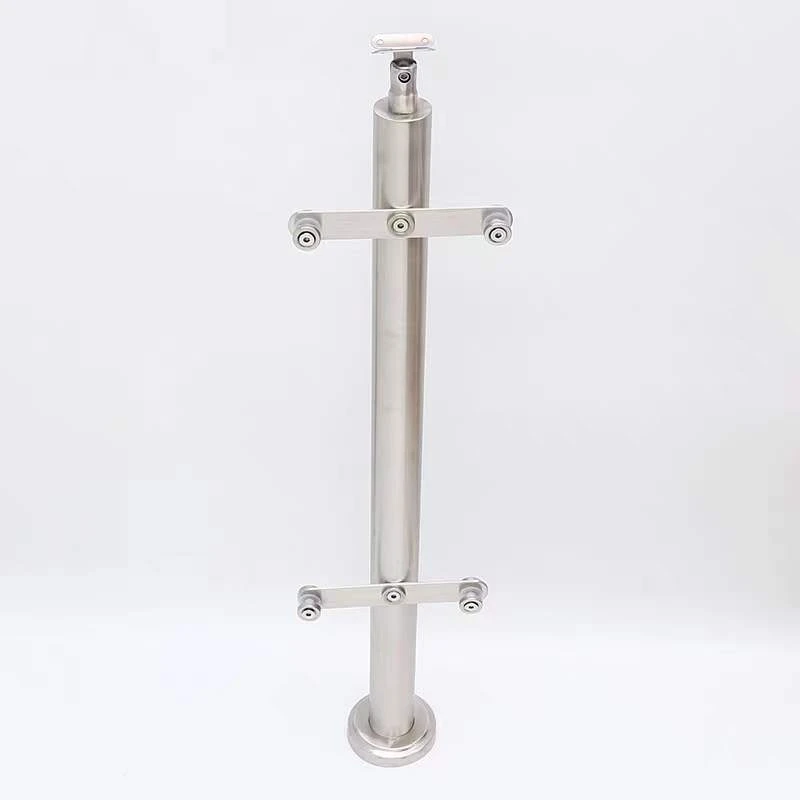 

304 stainless steel column tempered glass balcony fence fence railing no open hole household card slot stair handrail