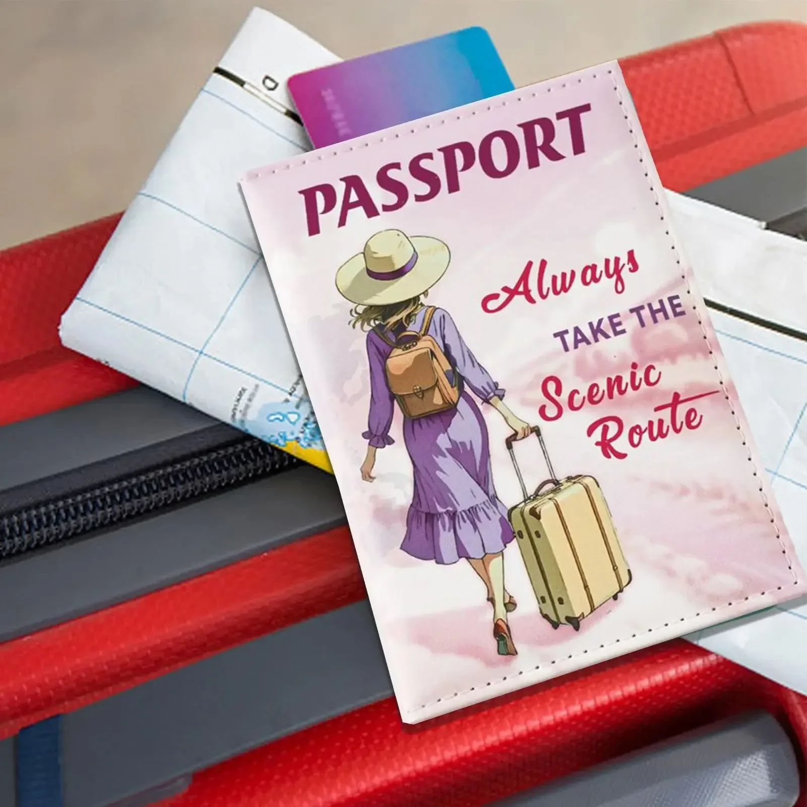

2025 New UV Color Printing Couple Passport Unisex Cover Passport Holder Ticket Clip Passport Wallet Travel Wallet ID Card Holder