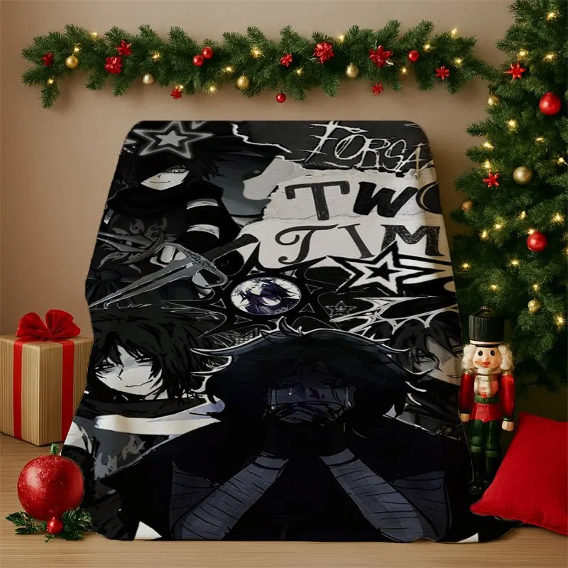 Customize Wo-Time Dark Style Fan Collage Printed Blanket, Soft and Warm Flannel Throw for Sofa, Bed, Travel, Camping, Living Roo
