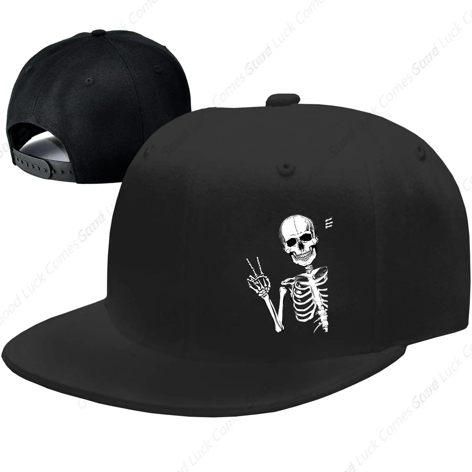 Naughty Biye Skeleton Man Skull Hat Skeleton Flat Bill Hats For Men Snapback Hats Fitted Hat For Men Black Baseball Hat