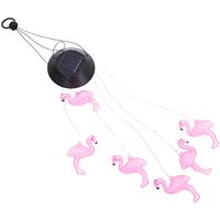 Flamingo Decorative Lights Solar Wind Chime Lamp Hanging Fence Lanterns Outdoor Garden Chimes Glow Night Warm Atmosphere Easy