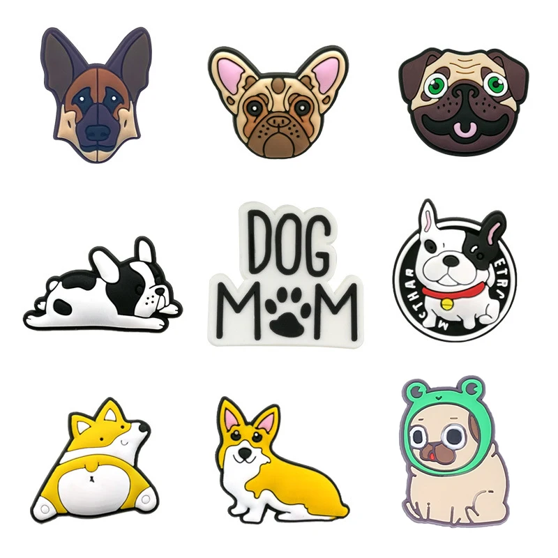 Single sale 1pcs Dog series Shoe Charms PVC Accessories DIY Shoe Decoration For Kids X-mas Gifts
