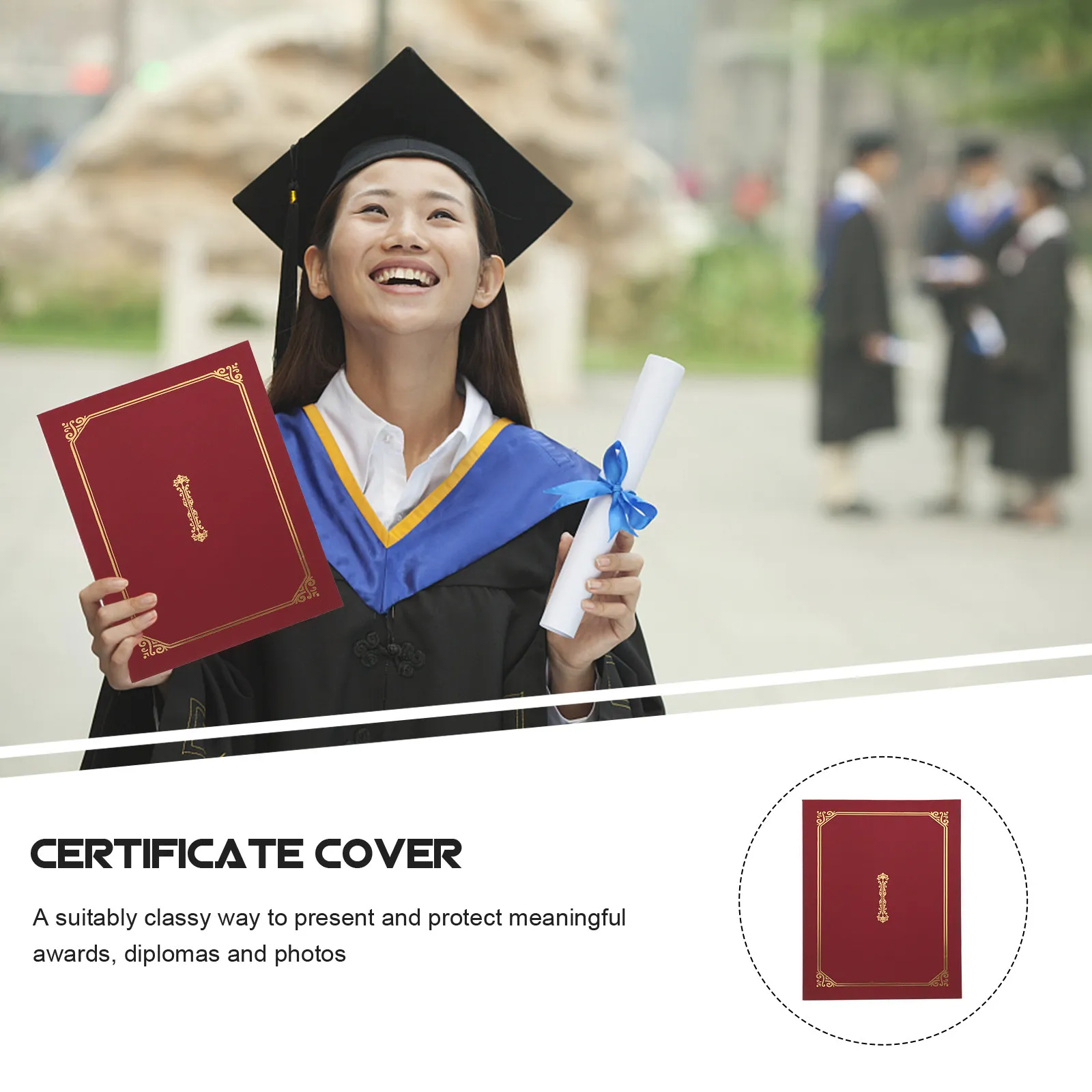 5Pcs Certificate Covers Paper Award Holders Gold Stamping Elegant Diploma Display Document Protection Certificate Cover