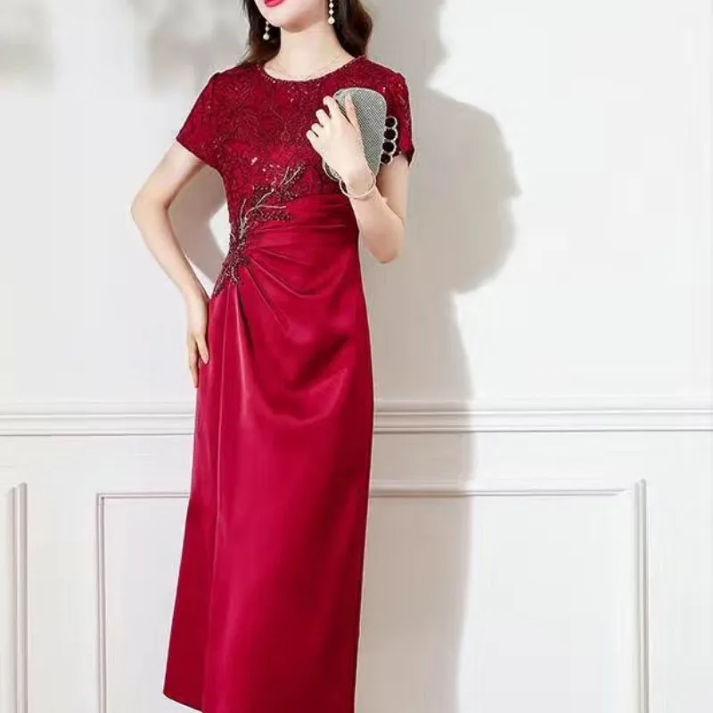 

Элегантное свадебное платье для беременных из ацетатной ткани, праздничный наряд для бабушки на День матери, наряд для свадебного банкета 2024