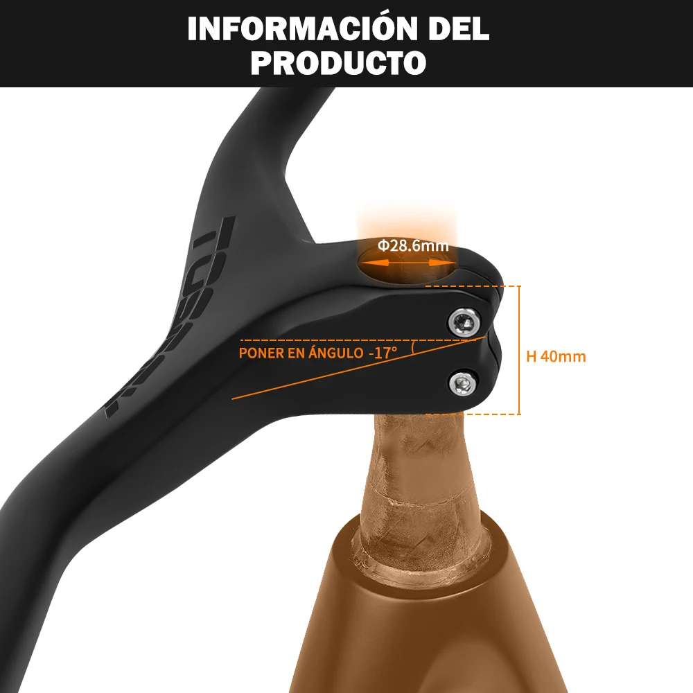 TOSEEK-Manillar y vástago de carbono para bicicleta de montaña, pieza de bicicleta integrada de 28,6-17 °, 660-800-70/80/90/100mm