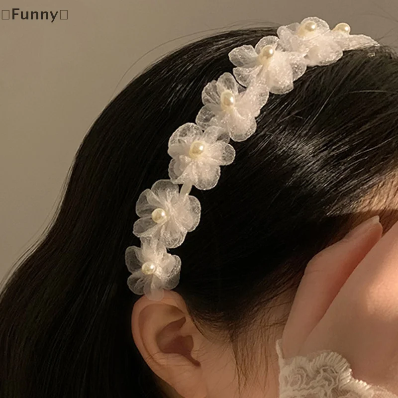 Small Fragrance White Pearl Flower Headband Female Forest Fairy Beauty High-end Headband Hairpin