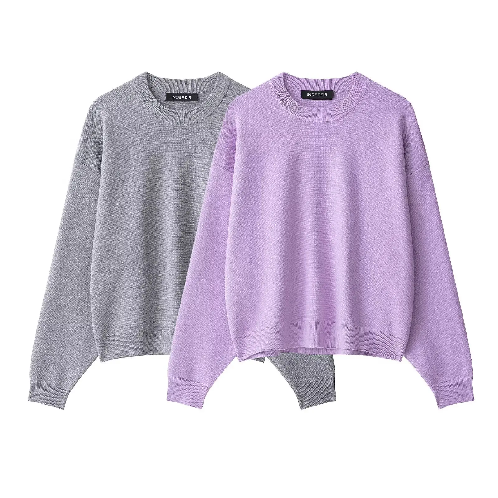 

Solid-colour loose-fit long-sleeved jumper Women's soft-textured knit top 2025 new arrival