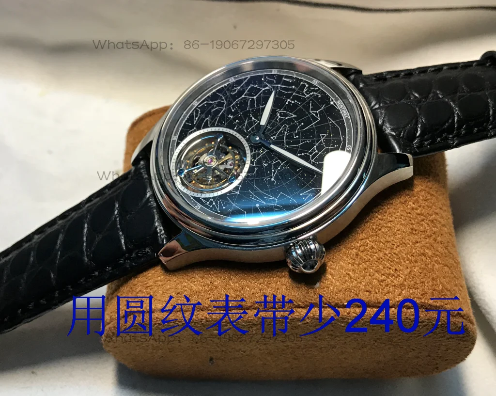 Magic City Watch StoreST8230 Watch Enamel Starry Sky Surface American Alligator Leather! Men's Watch Tianjin Tourbillon Movement