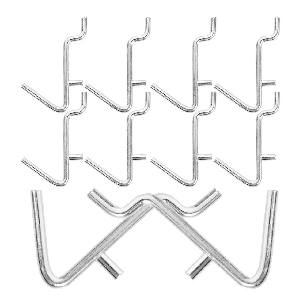 

10 Pcs Hole Plate Hook Garage Storage Hooks Peg Board Tool Utility Stainless Steel Wall Pegboard