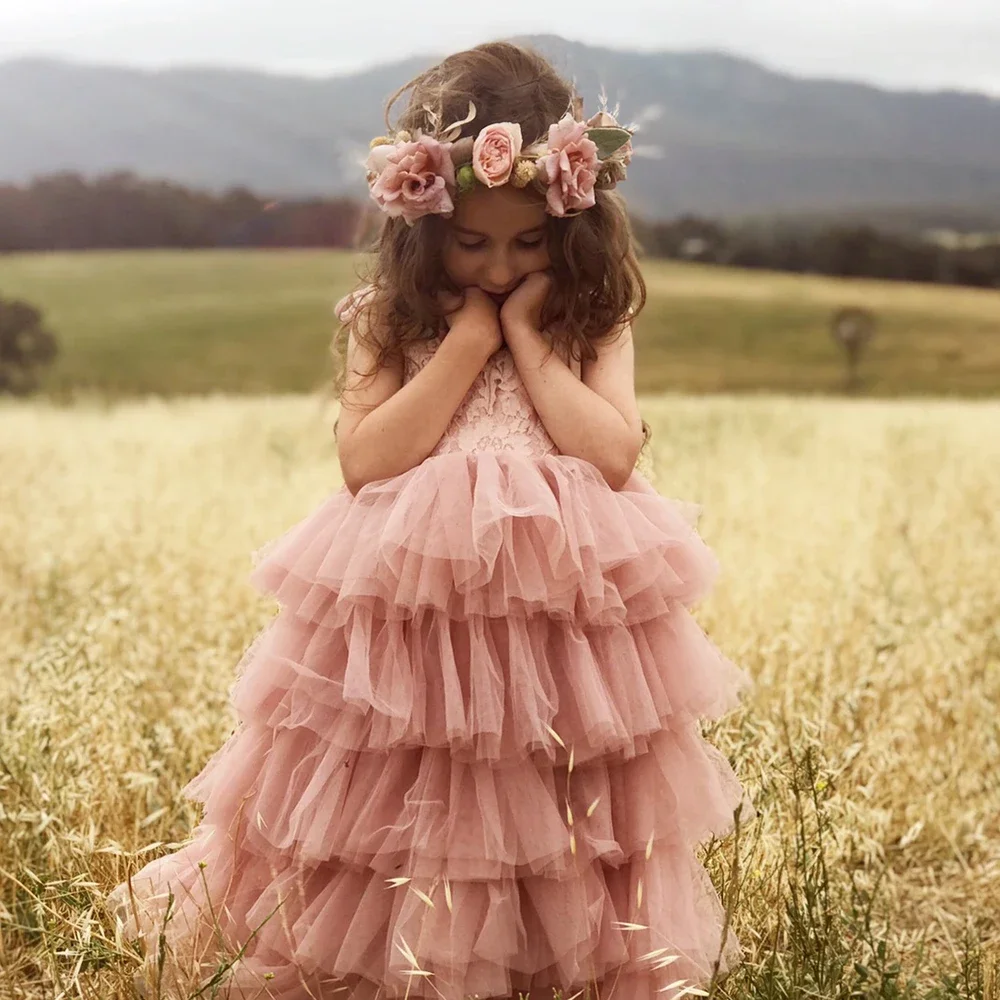 Vestido de verano para niñas, ropa de fiesta de cumpleaños sin mangas con flores, elegante y esponjoso, ropa informal para niños de 3 a 8 años