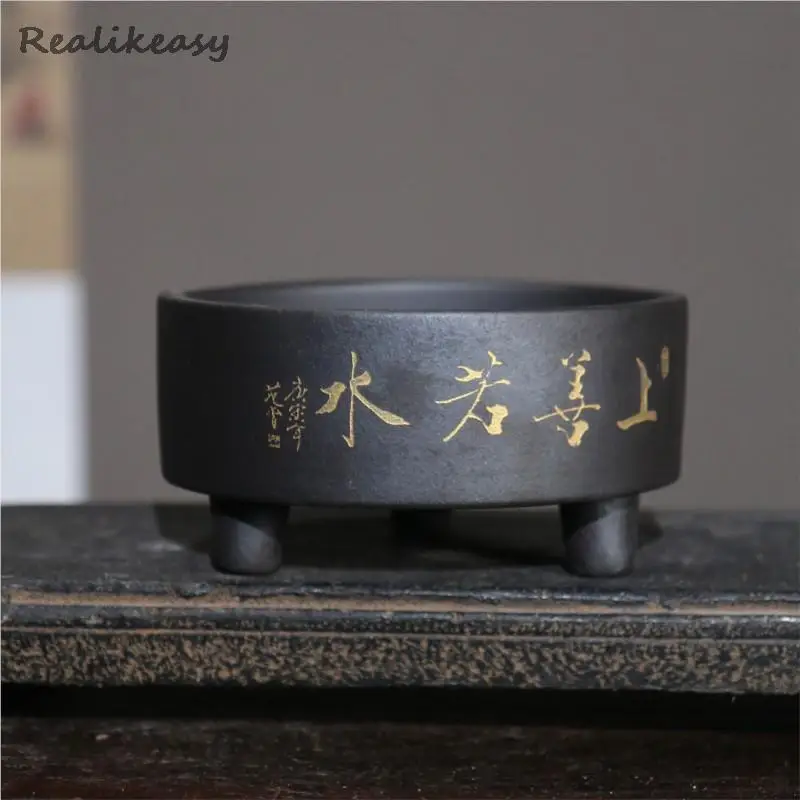 

Исин фиолетовый глиняный горшок настольный горшок для бонсай трехногий маленький цветочный горшок ручной работы китайский сочный цветочный горшок с отверстием LC369