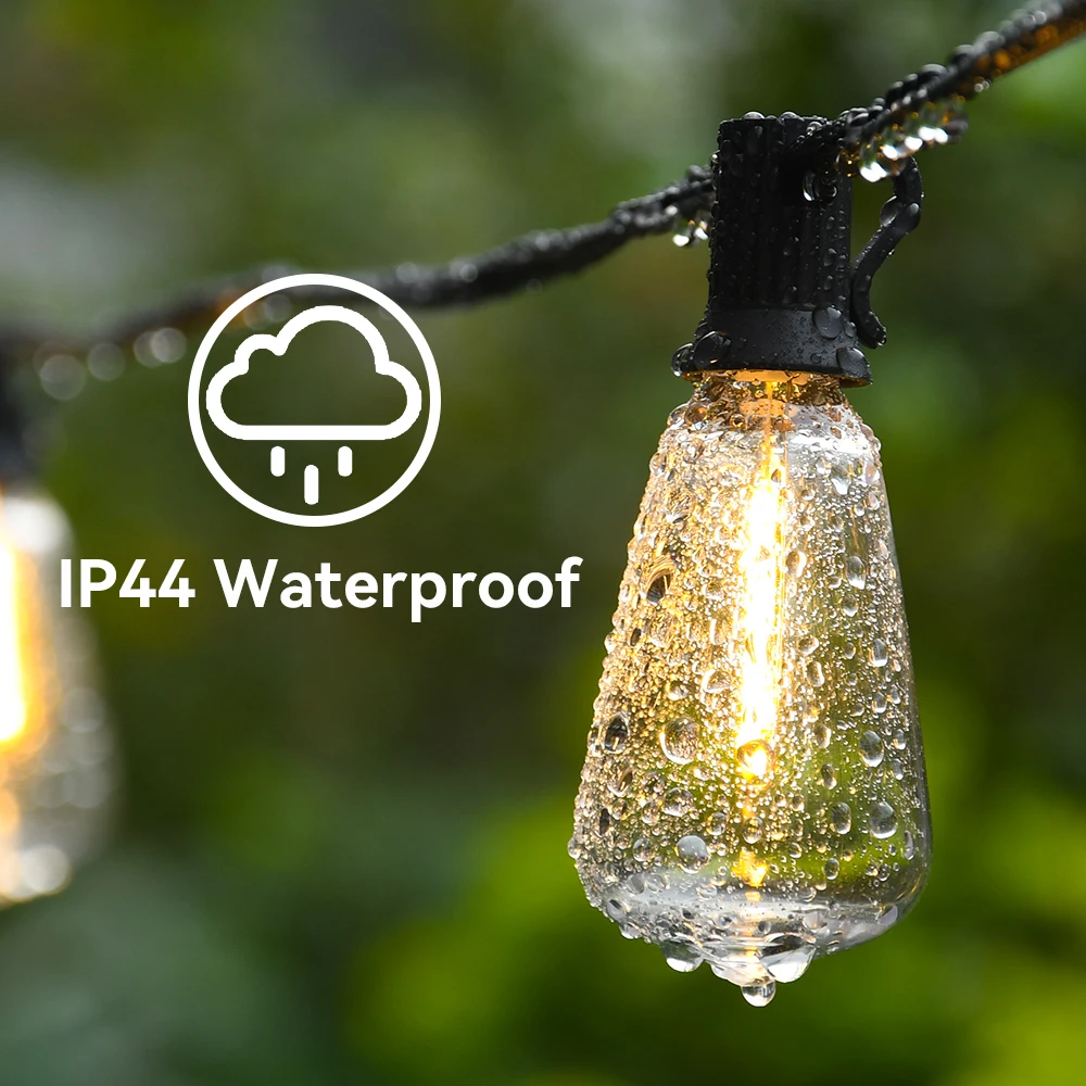 ST38 جارلاند ضوء سلسلة في الهواء الطلق مقاوم للماء شاتيربروف LED لمبات 2200k أضواء ديكور الجنية لحديقة مهرجان الربيع الزفاف