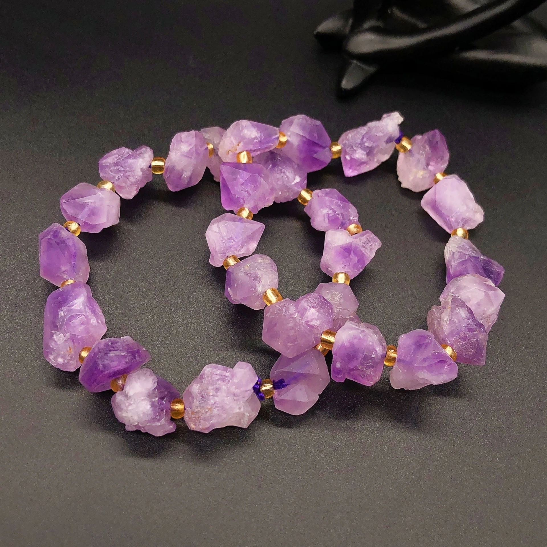 Natural Lavender Amethyst Bracelet Irregular Crystal Quartz Rough Stone DIY Fashion Raw Mineral Jewelry ReikiHealing Home Gift