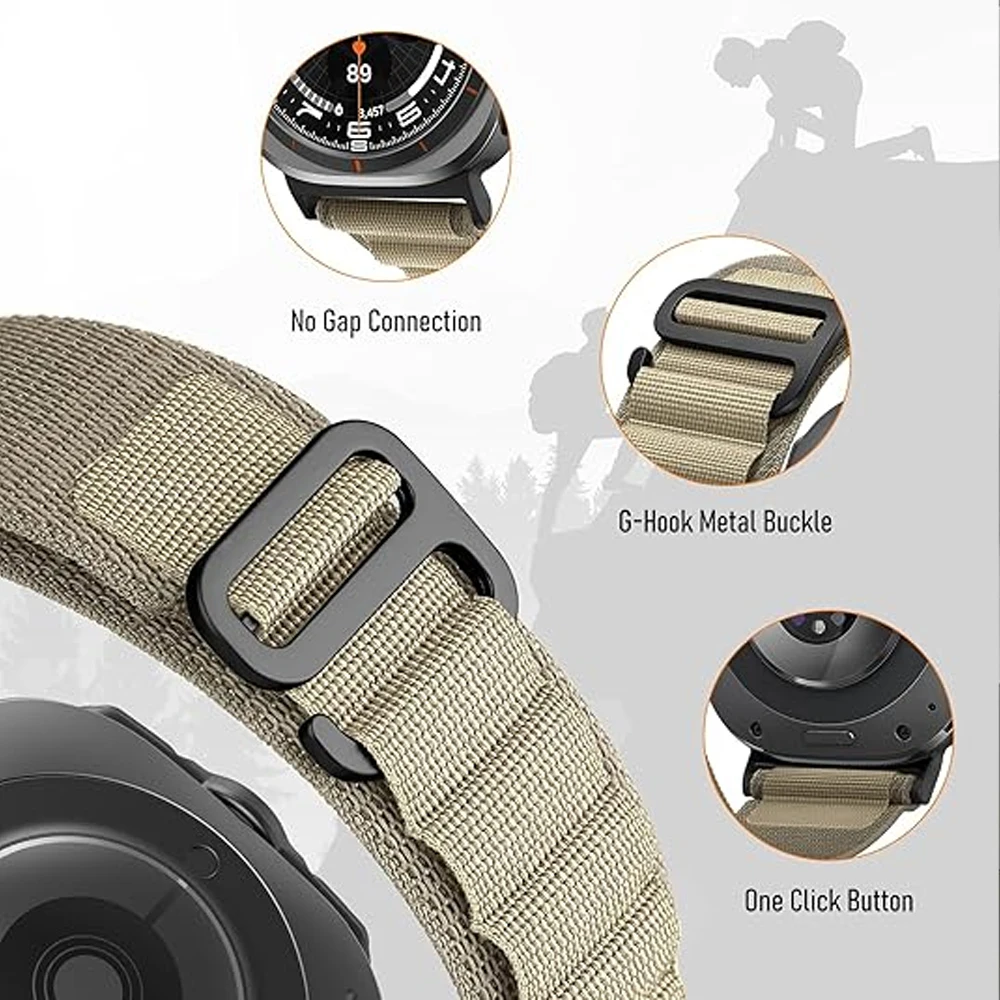 Für Samsung Galaxy Watch Ultra Armband 47 mm Zubehör Armbänder Nylon Alpine Sport Armband Correa Galaxy Watch 7 Ultra Band