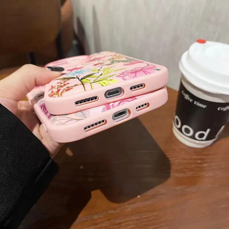 For Iphone15 Innovatively designed illustration maple  Phone Case 13 11 12 Pro 13 Pro 14plus 15plus pink soft shell