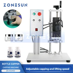 ZONESUN Semi Automatic Electric Bottle Cap Capping Machine Screw Capper Bottle Cap Sealer Chuck 10-50mm ZS-XG450