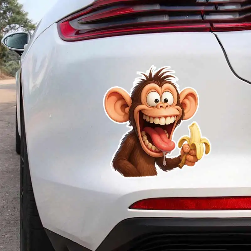 

Car Sticker Funny Monkey with Banana Waterproof Vinyl Decal on Bumper Rear Window Laptop Self-adhesive Decals SH1207