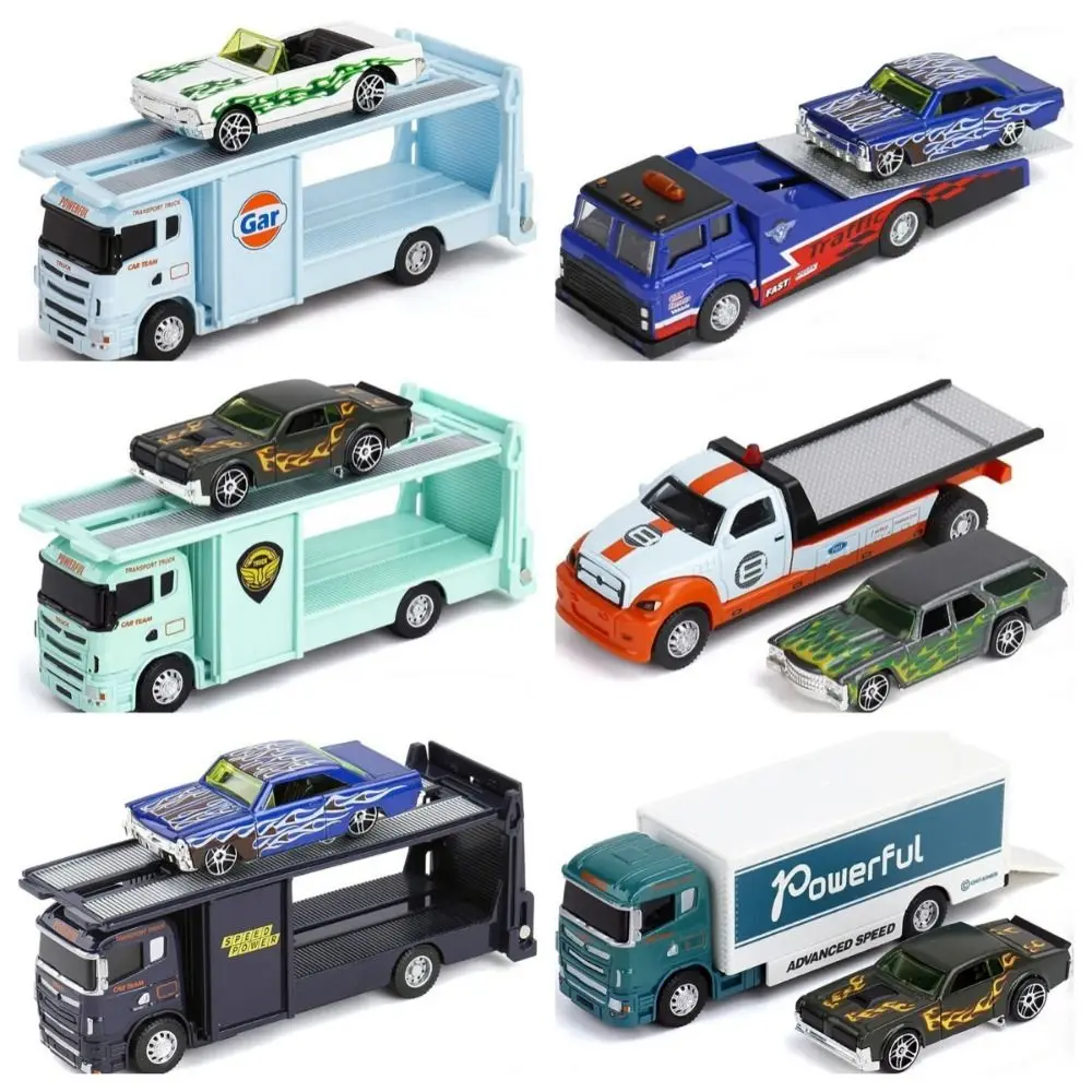 Model przyczepy ze stopu w skali 1:64, odlewany metalowy pojazd transportowy, pojazdy ratownicze i inżynieryjne, ruchome przeguby, przesuwne elementy.
