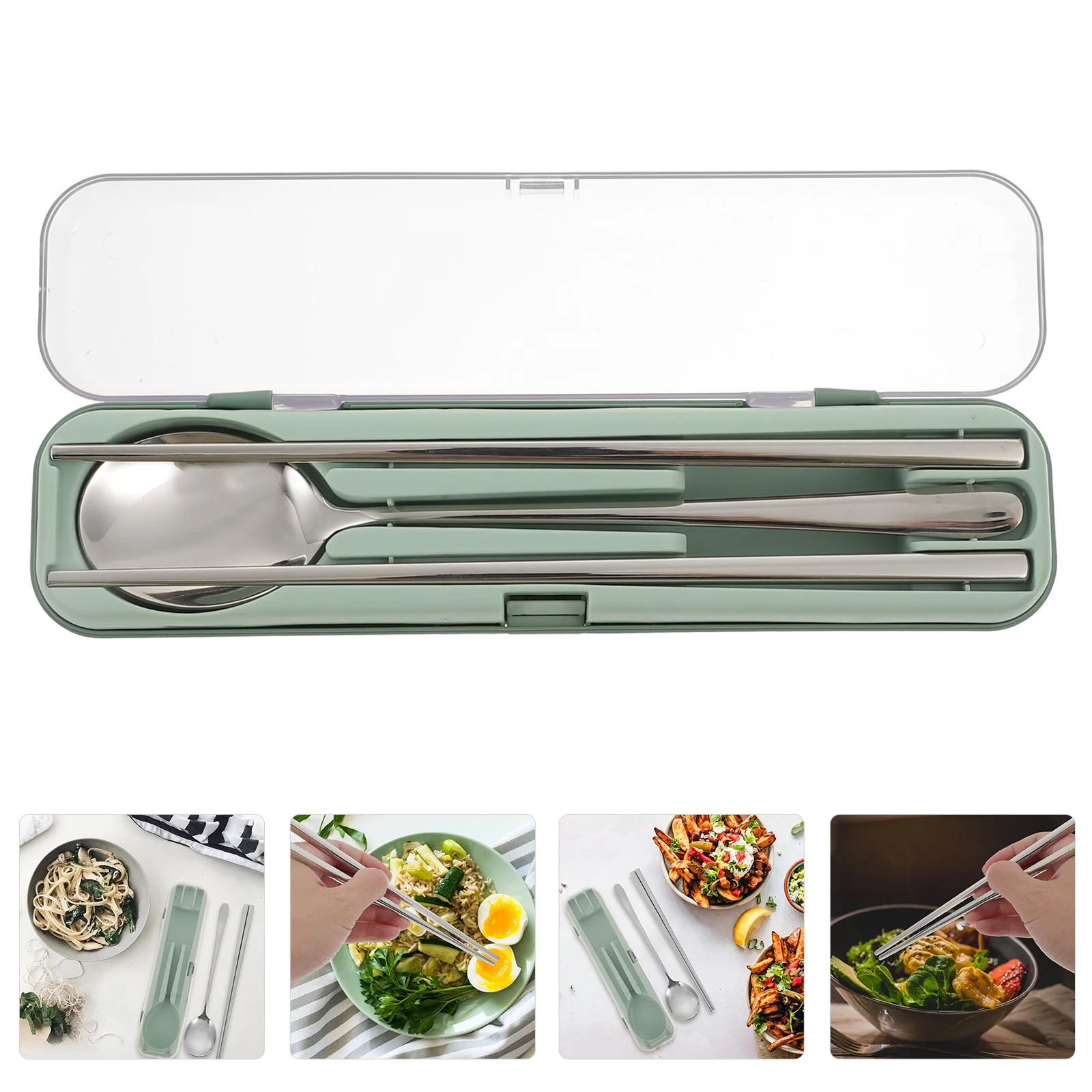 

1Set Portable Stainless Steel Cutlery Durable Outdoor Tableware Set Spoon Chopsticks Smooth Safe Design Picnic