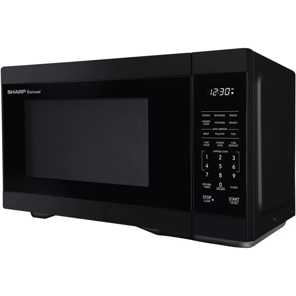 Духовка со съемным карусельным поворотным столом 12,4 дюйма, кубическими ножками, настольная микроволновая печь мощностью 1000 Вт, 1,1 куб. фута, черная