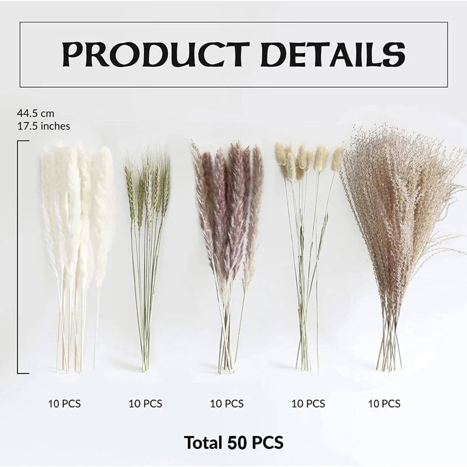 105pcs Natural Dried Flowers Pampas Floral Bouquet Boho Country Home Decoration Rabbit Tail Grass Reed Wedding Decor Arrangement