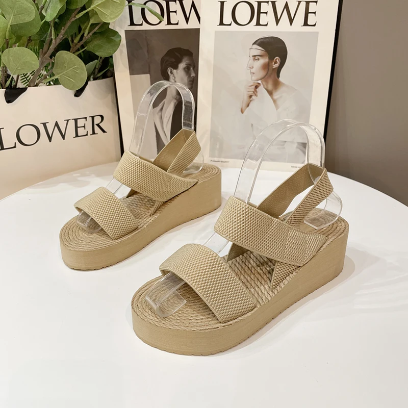 New Minimalist Slingback Wedge Sandals Outdoor Summer Lightweight Slides Solid Color Thick Bottom Ladies Shoes Female Sandals