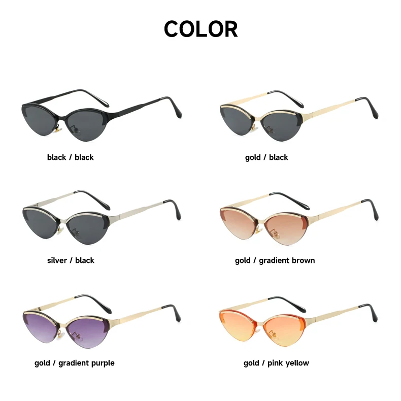 Neue Mode Cat Eye Sonnenbrille Frauen UV400 Randlose Shades Marke Designer Sonnenbrille Augenbrauen Elegante Outdoor Brillen – Detail 7