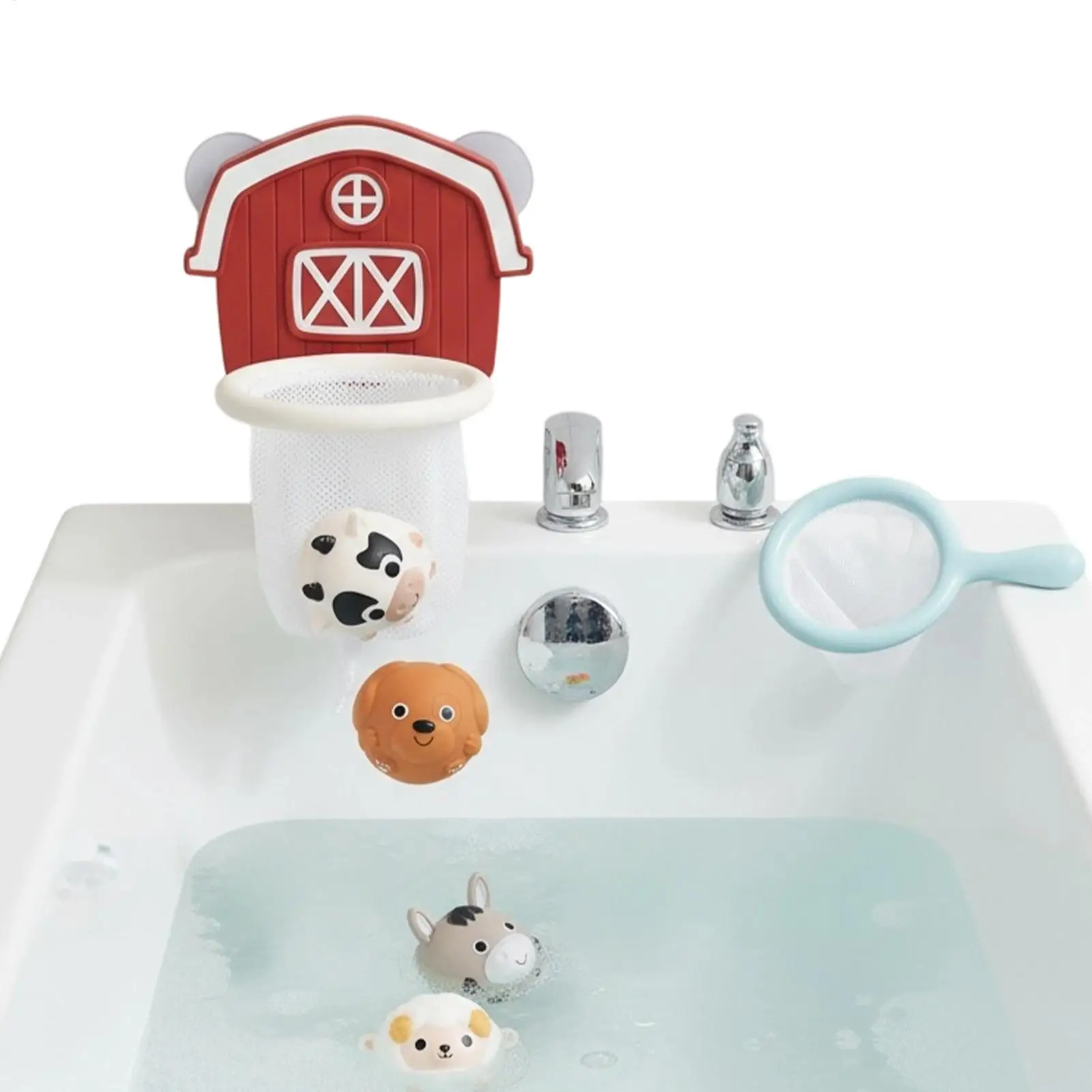 

Kids Shower Bath Toy Interactive Water Game With 6 Animal Balls Bathtub Basketball Hoop Suction Cups For Kids Boys Girls