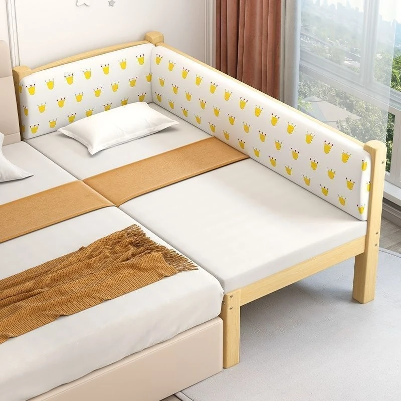 

Children's bed splicing solid wood bed small bed baby boy girl widened princess guardrail baby bedside
