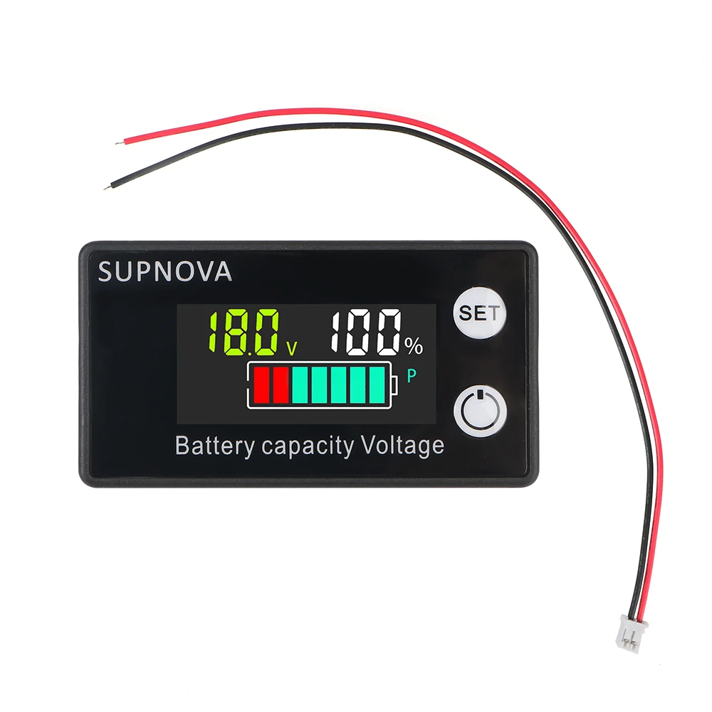 Battery Voltmeter Capacity Indicator Voltmeter Voltage Gauge LiFePO4 Car Motorcycle 12V 36V 48V 72V Lead Acid Lithium DC 8V-100V