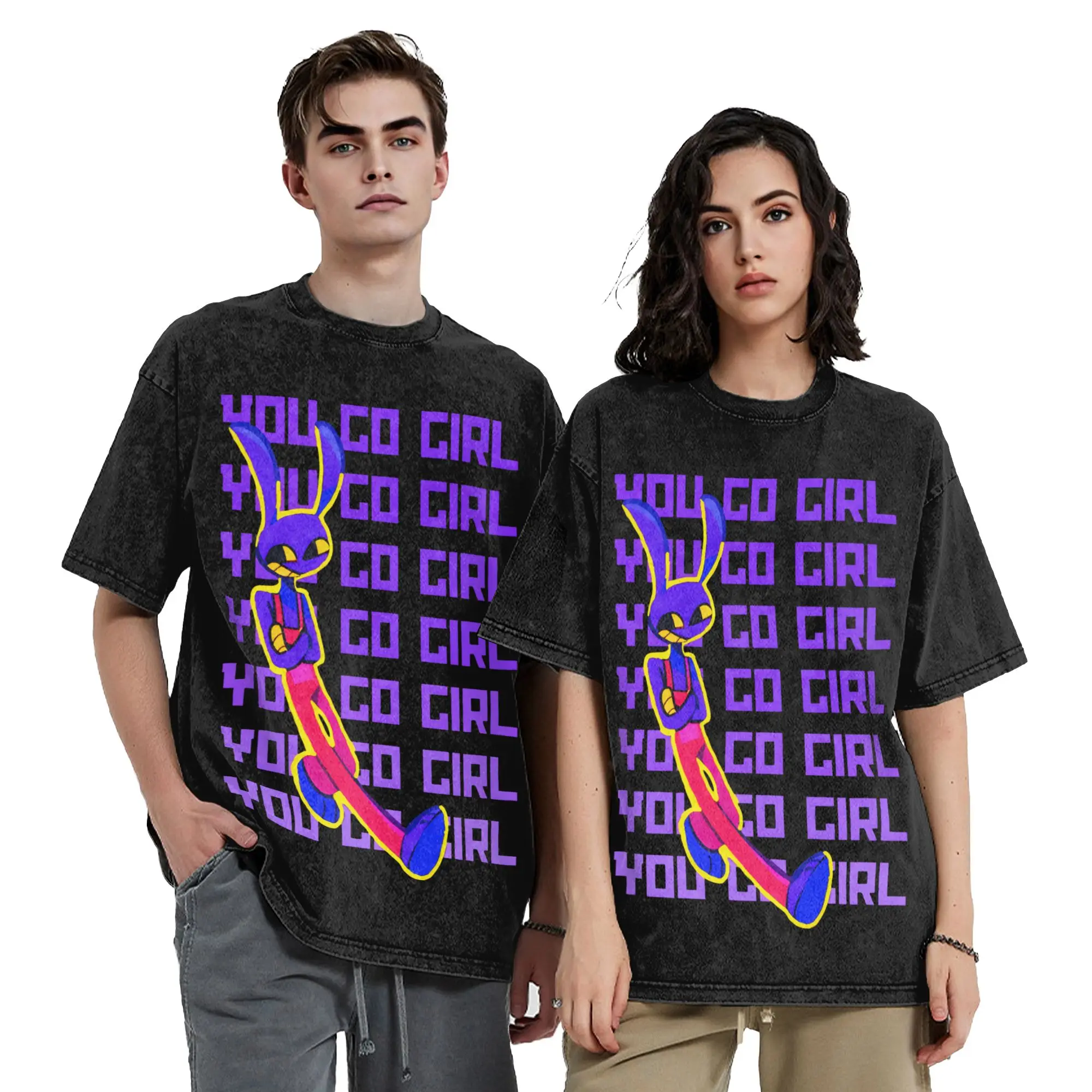 Cartoon Digitals Circus Jax Washed T Shirts Streetwear Novelty T-Shirt  Tees Tops Men Women Short Sleeve Street Summer