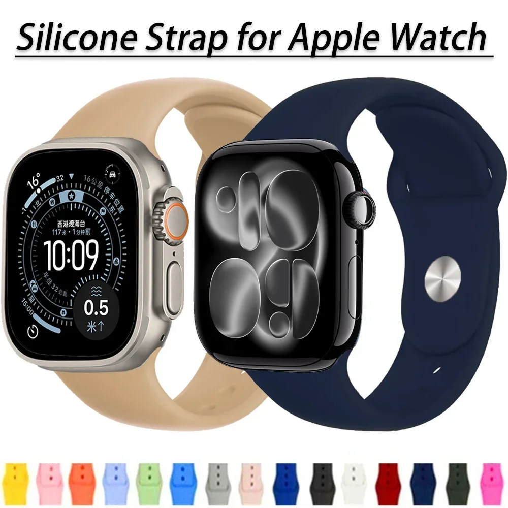 Apple Watch バンド用シリコンストラップ ウルトラ 3 49mm 11 10 46mm 42mm バンドブレスレット iWatch シリーズ 9 8 7 45/41mm 6 5 4 SE 44/40mm ベルト