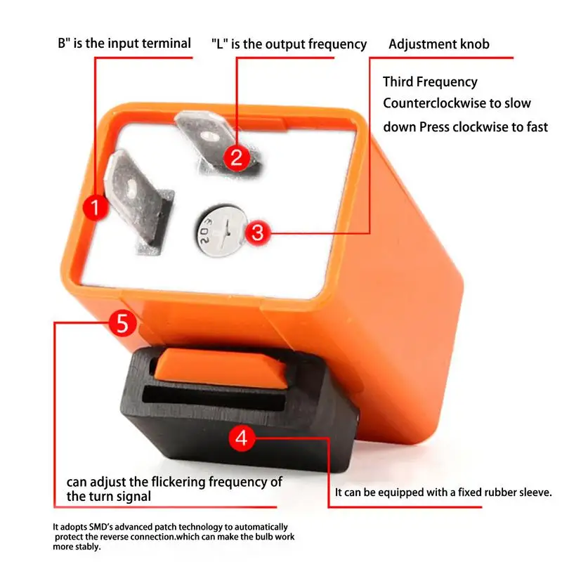 Electronic Turn Signal Flasher Relay Speed Adjustable LED Flasher Relay 2 Pin LED Turn Signal Flasher Relay With Adjustable
