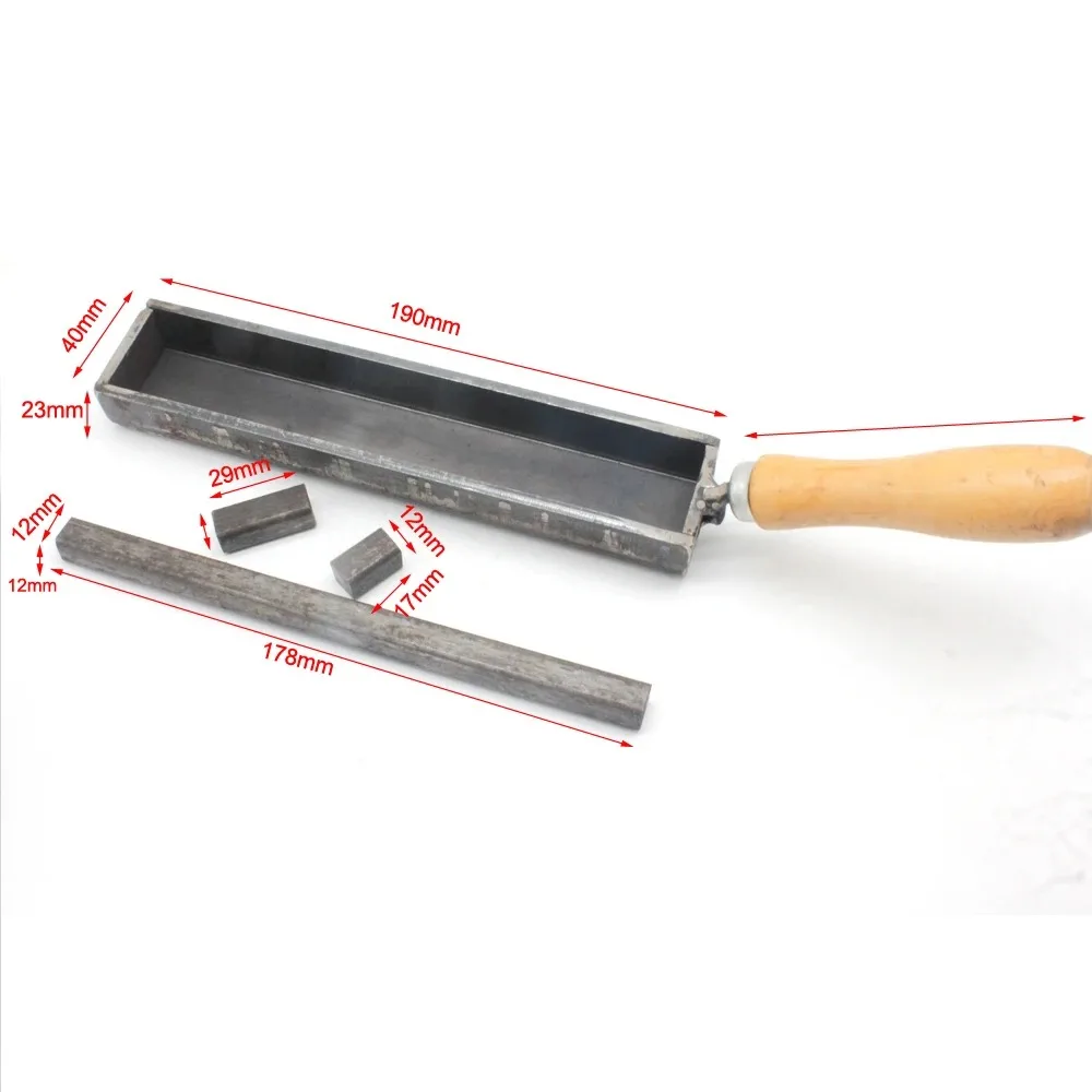 Metal Ingot Mold with Wooden Handle Adjustable Gold Silver Molding Groove Jewelry Casting Tools