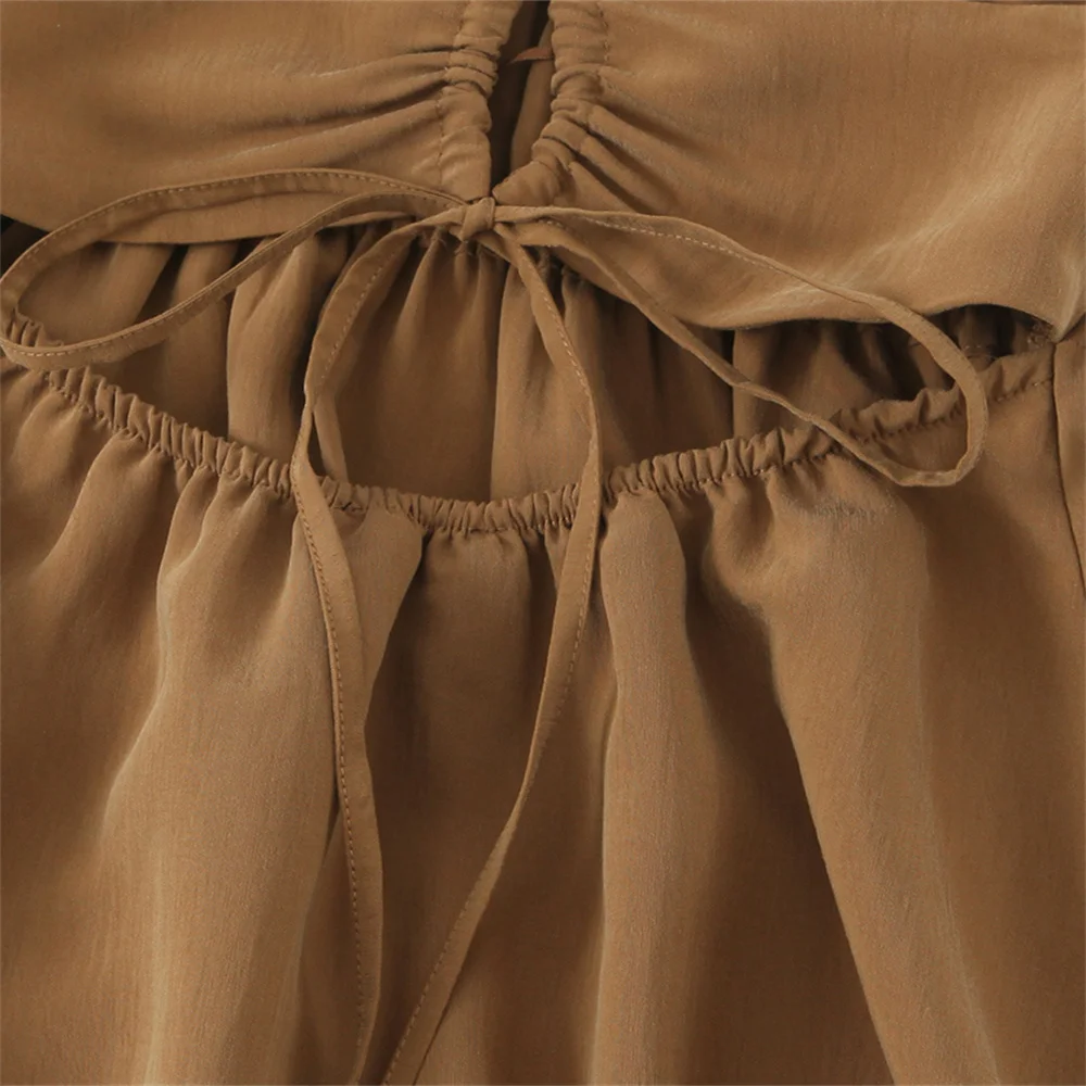 Robe à flûte verticale pour femmes, couleur unie, dos nu, sangle sans bretelles, décoration, nouveaux vêtements pour femmes, printemps/été